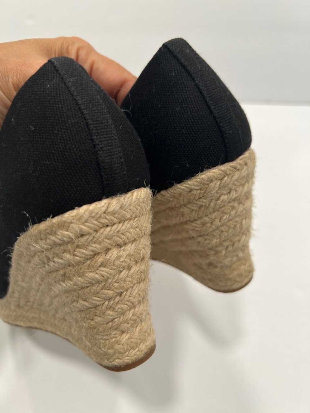 J. Crew Black Canvas Espadrille Wedge Pumps size 81/2 - Picture 3 of 7